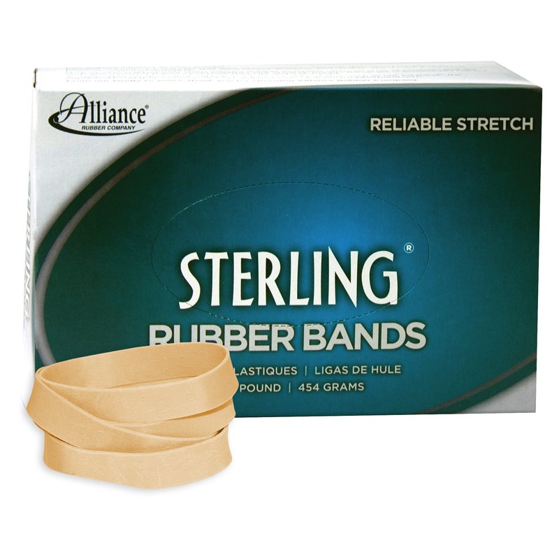 Alliance Rubber 24945 Sterling Rubber Bands Size #94, 1 lb Box Contains Approx. 140 Bands (3 1/2" x 3/4", Natural Crepe),Beige - Image 1